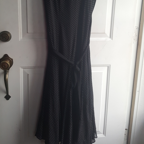 Beautiful Chiffon Black and White Polka Dot dress excellent condition - Picture 6 of 8